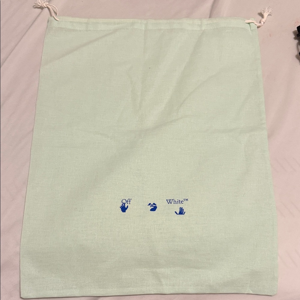 Off-White Mint Green Dust Bag with Blue Logo